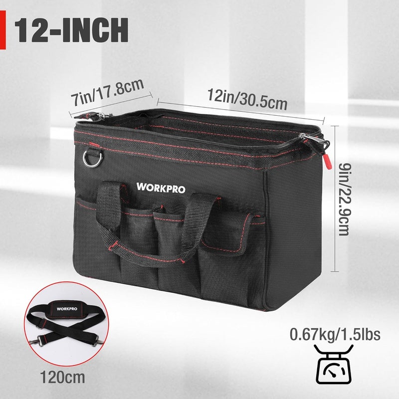 WORKPRO 12-inch Close Top Wide Mouth Storage Tool Bag, W081020A - Image 2